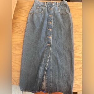 Vtg Arizona Button Front Jean Denim Mid Length Skirt